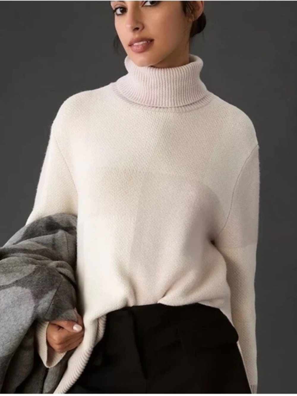 Marimekko Opaakki Attika Wool Blend Turtleneck Sweater Small Neutral Minimalist